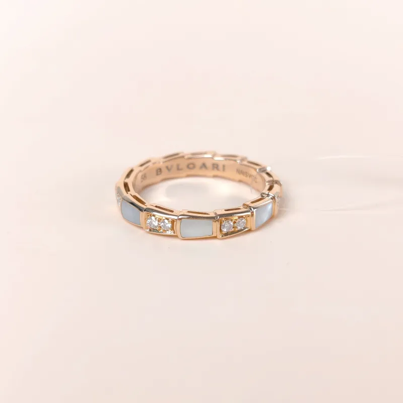 Bvlgari Ring Serpenti Viper Collection Ring Diamond18KR ose Gold One Size 58