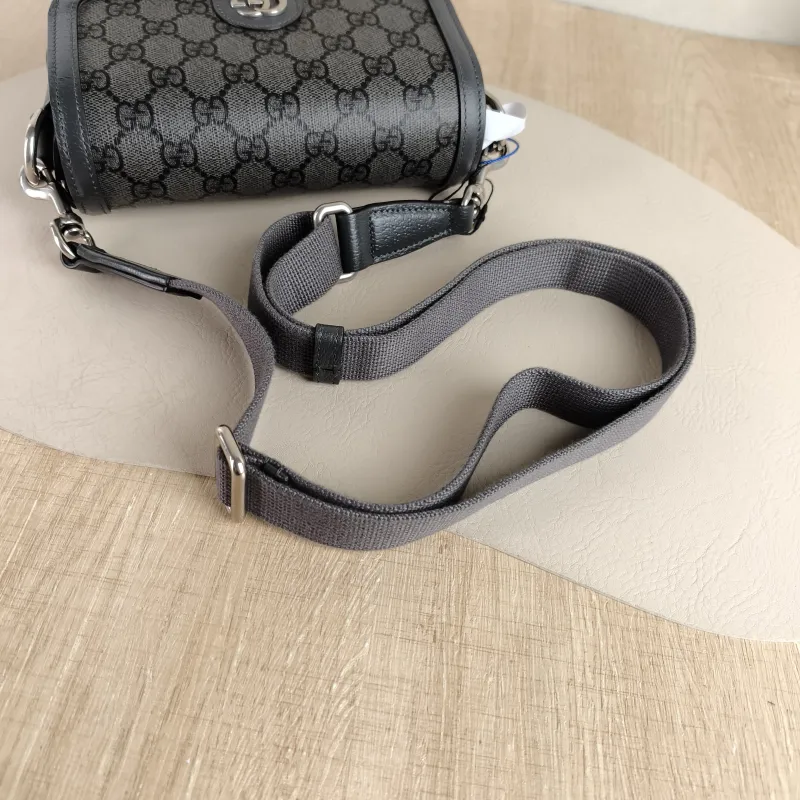 GUCCI Crossbody Bag Ophidia Messenger Bag Grey PVC One Size 19 × 5 × 11 cm — detail view 9 of 11
