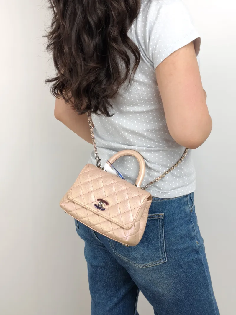 Chanel Crossbody Bag Coco Handle​ Grained Calfskin Mini 19 × 9 × 13 cm — on-model view 2 of 3