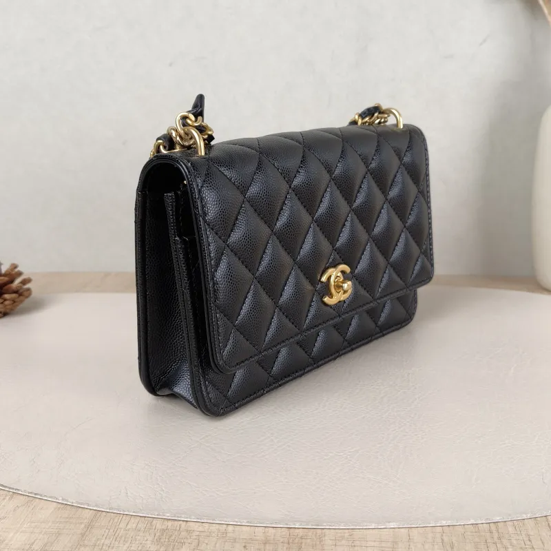 Chanel Crossbody Bag 24s woc Black Grained Calfskin Mini 19.2 × 3.5 × 12.3 cm — cover view 4 of 6