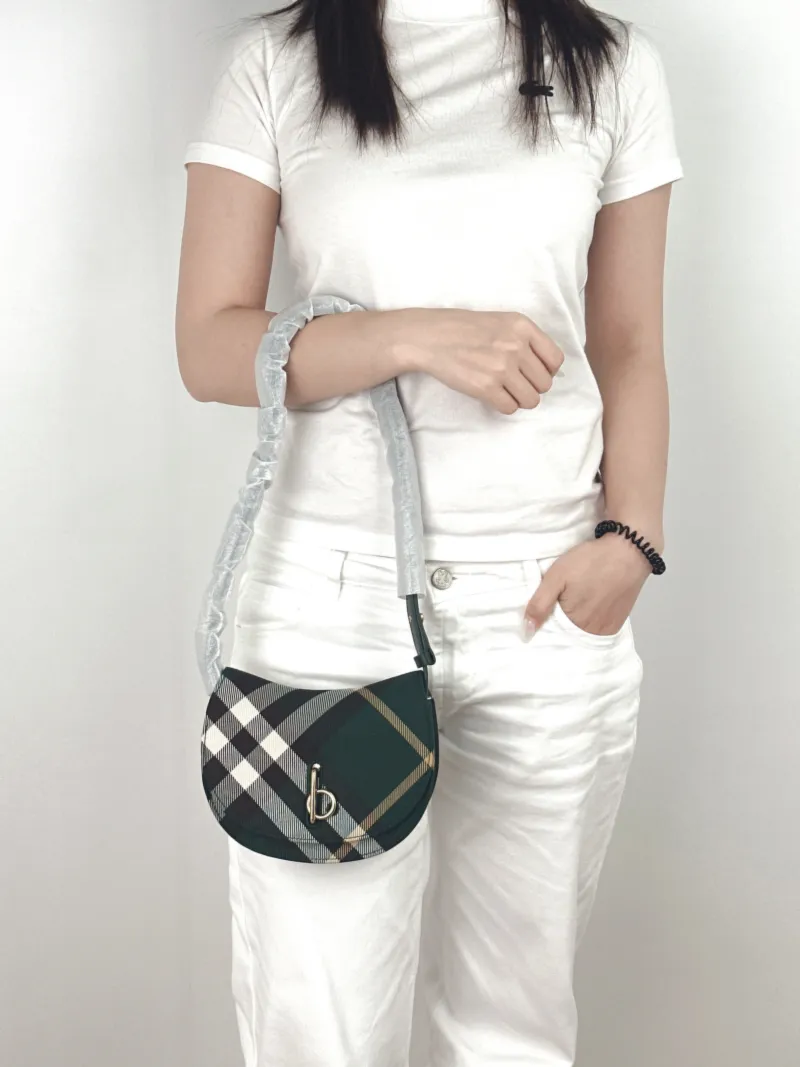 BURBERRY Crossbody Bag Crossbody Bag Green Canvas One Size19 × 6 × 16 cm — on-model view 2 of 2