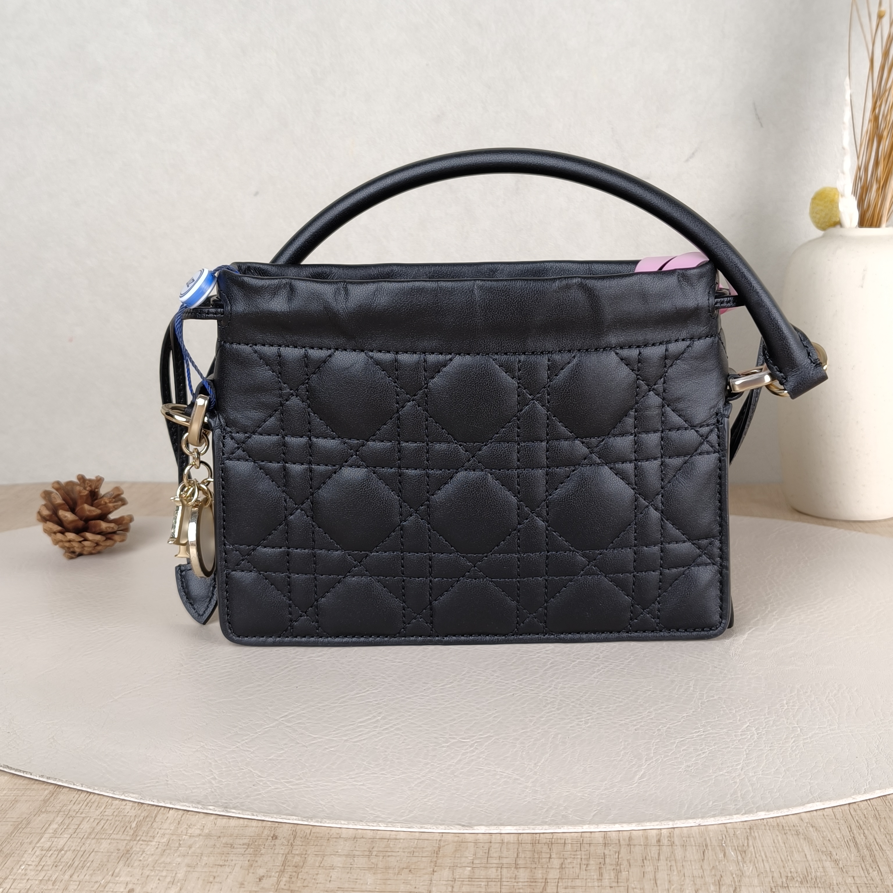 DIOR Crossbody Bag Lady Milly Chain Bag Black Lambskinmini19 × 5 × 13 cm