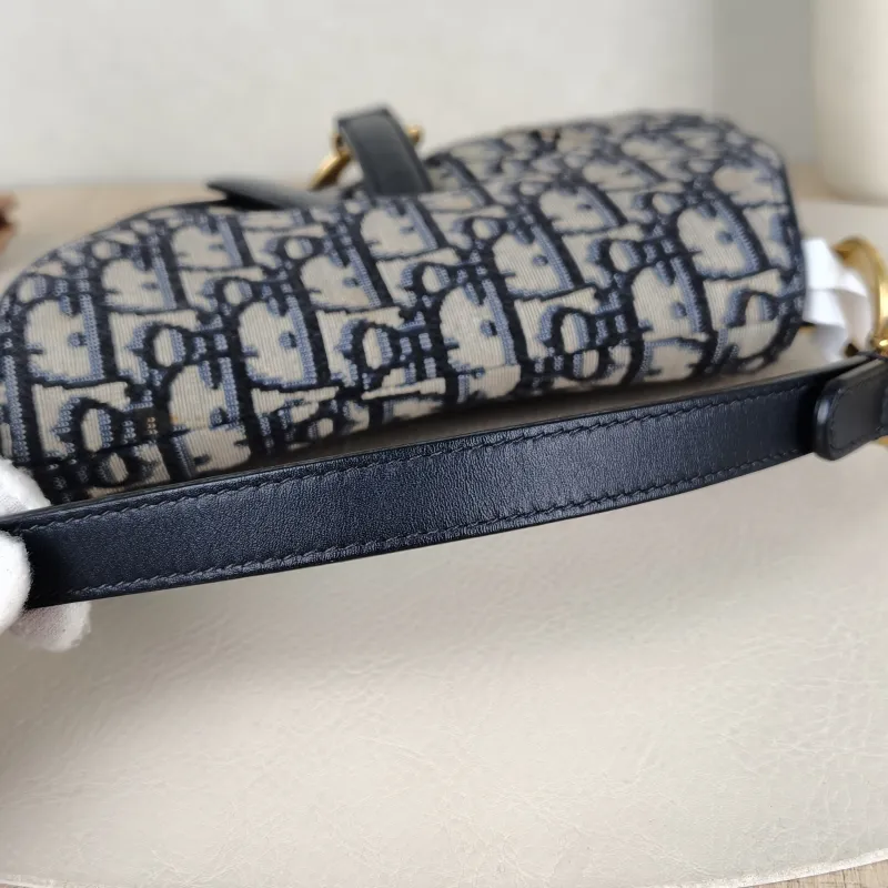 DIOR Top Handle Bag Saddle Blue Canvas Mini 19 × 6 × 15 cm — detail view 9 of 11