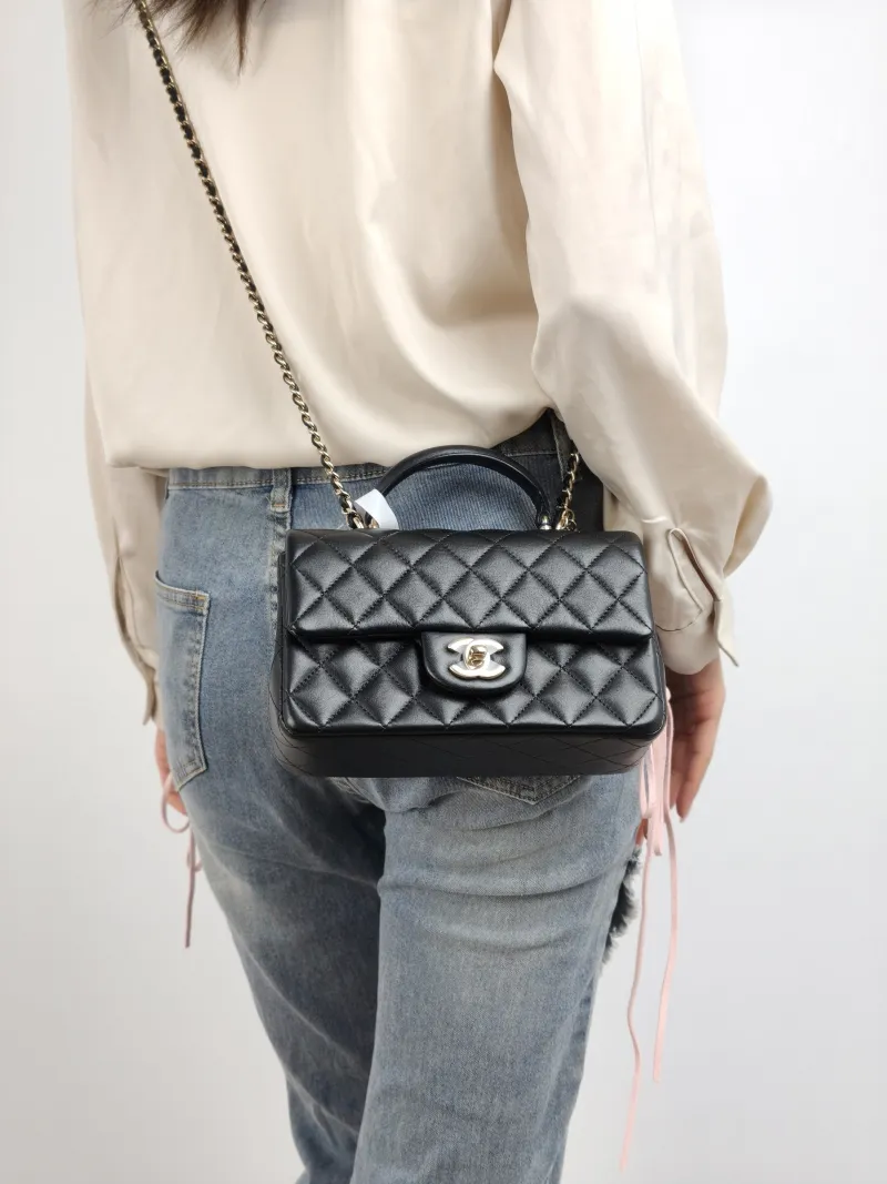 Chanel Crossbody Bag cf mini Edition Black Lambskin mini 20 × 6 × 12 cm — on-model view 2 of 2