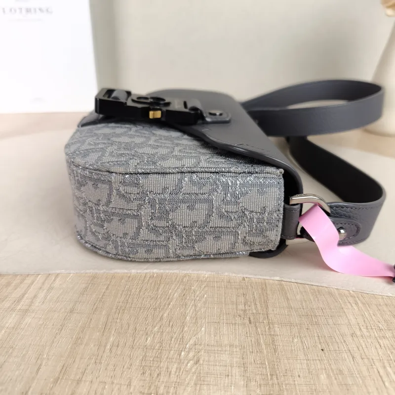 DIOR Crossbody Bag Grey Canvas Mini 20 × 5.5 × 13.5 cm — detail view 8 of 11