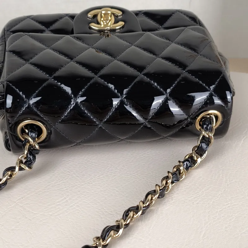 Chanel Crossbody Bag Classic Flap Mini CF Mini Black with Gold-Tone Hardware Patent Leathermini17 × 8 × 13.5 cm — detail view 1 of 13