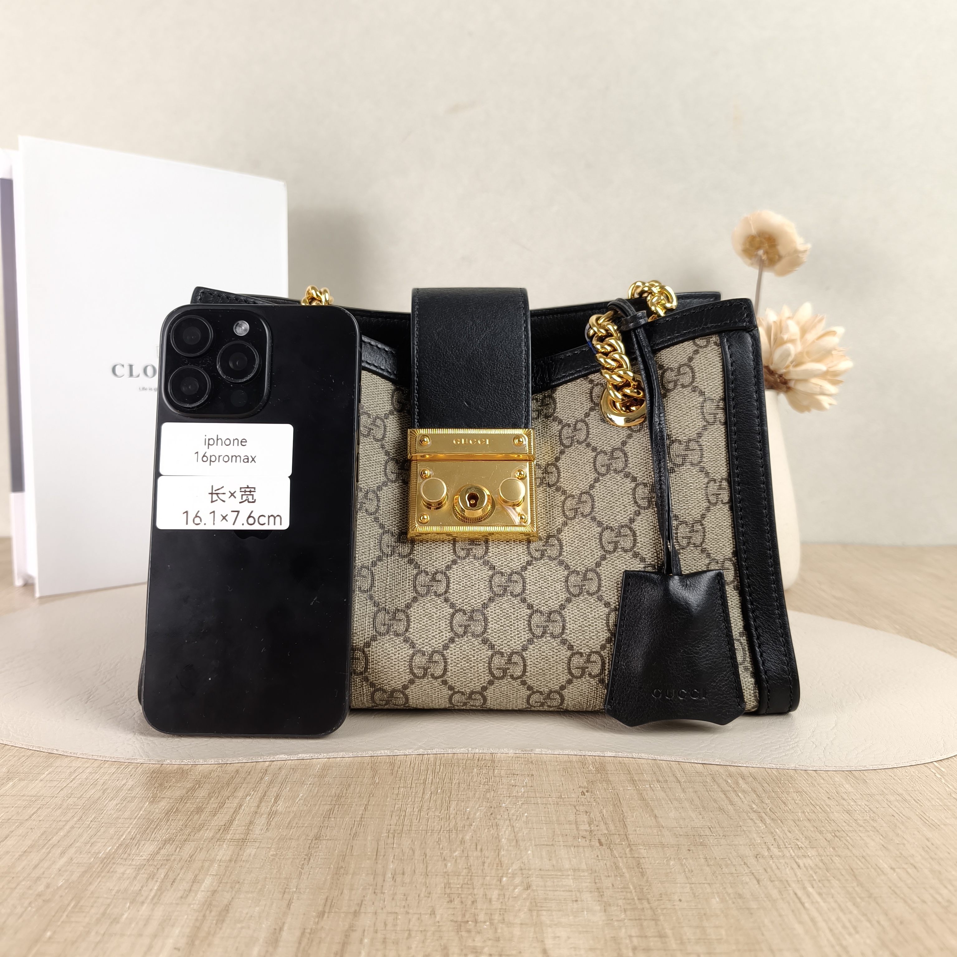GUCCI Shoulder Bag Padlock Tote Black Monogram PVC Medium26 × 10 × 18 cm — cover view 2 of 5