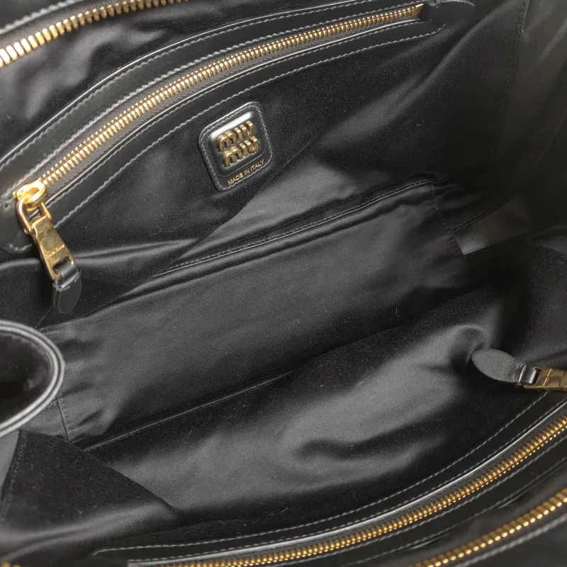 Miumiu Top Handle Bag Beau Black Calfskin Large 34 × 10 × 23 cm — detail view 10 of 12