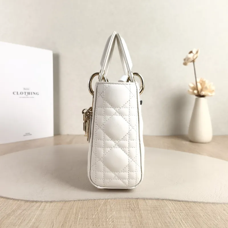 DIOR Crossbody Bag Lady Lady Dior Bag White Lambskin Mini 17 × 7 × 15 cm — detail view 9 of 11