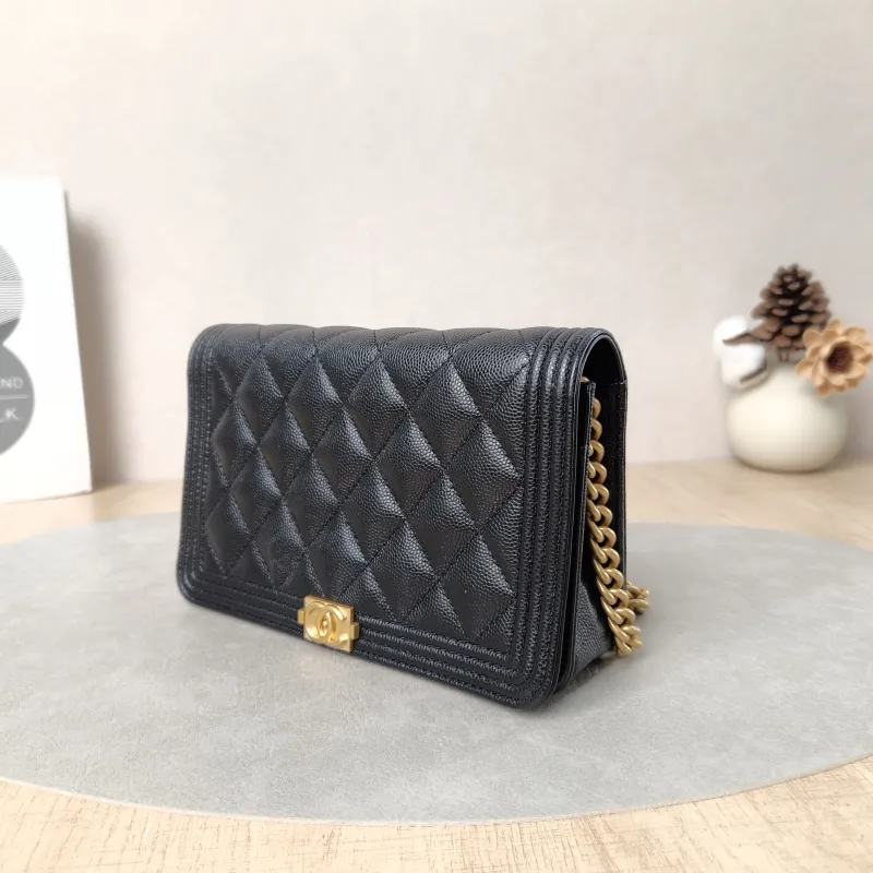 Chanel Crossbody Bag Le Boy​ WOC Black Grained Calfskinmini19.2 × 3.5 × 12.3 cm — cover view 2 of 6