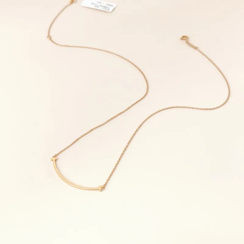 Tiffany&Co. Necklace T Collection Small Smile Necklace 18KR ose Gold Small 46cm — cover view 2 of 11
