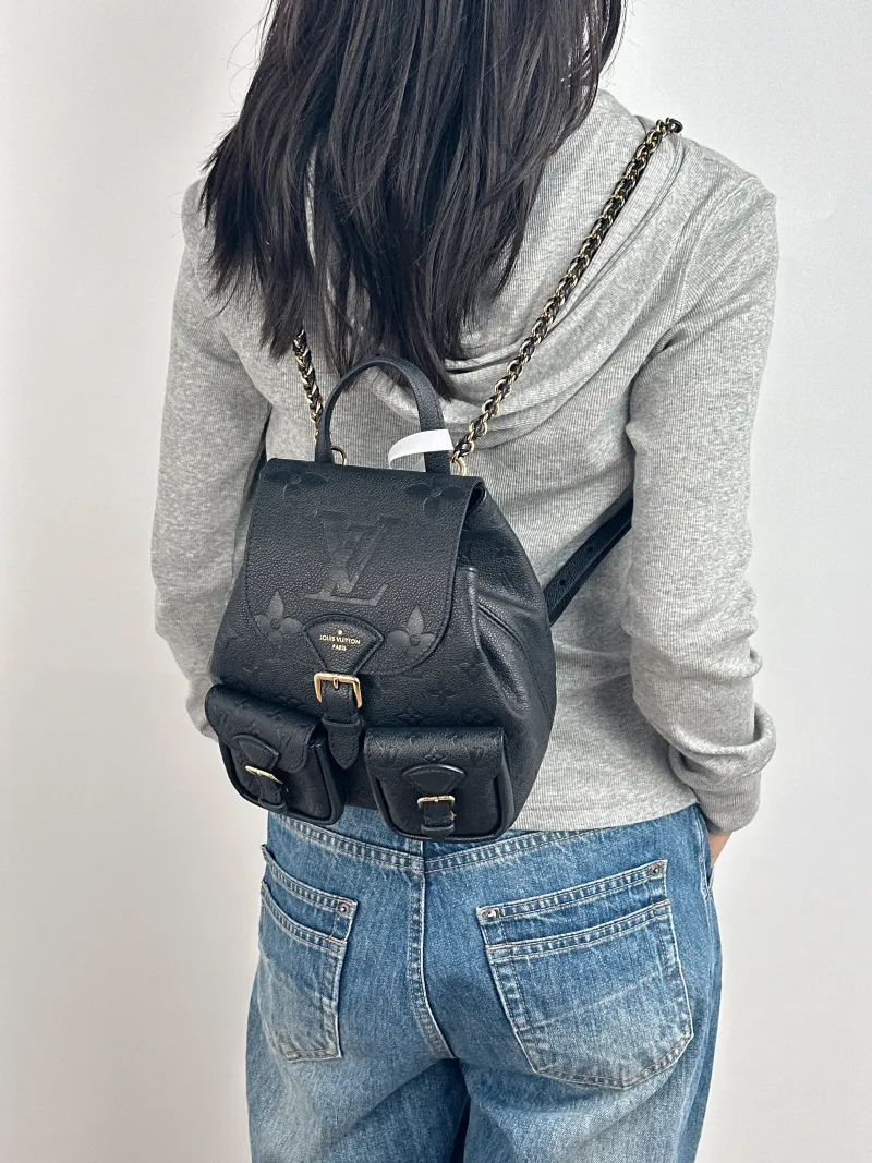 Louis Vuitton Backpack Backup Backpack Black Calfskin One Size 20 × 14 × 22 cm — on-model view 1 of 3
