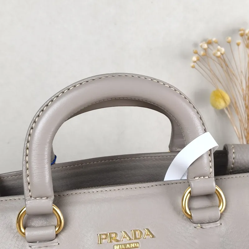 PRADA Top Handle Bag Tote Bag Grey Calfskin 27.5 × 13 × 21 cm — detail view 1 of 14