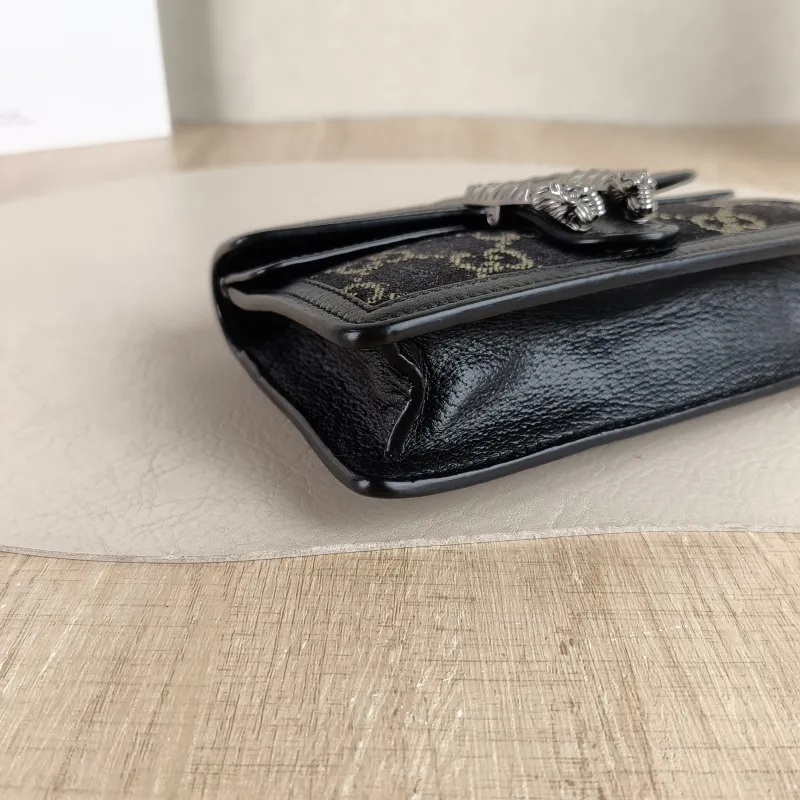 GUCCI Crossbody Bag Dionysus Black Monogram Canvas Mini 16.5 × 4.5 × 10 cm — detail view 6 of 11