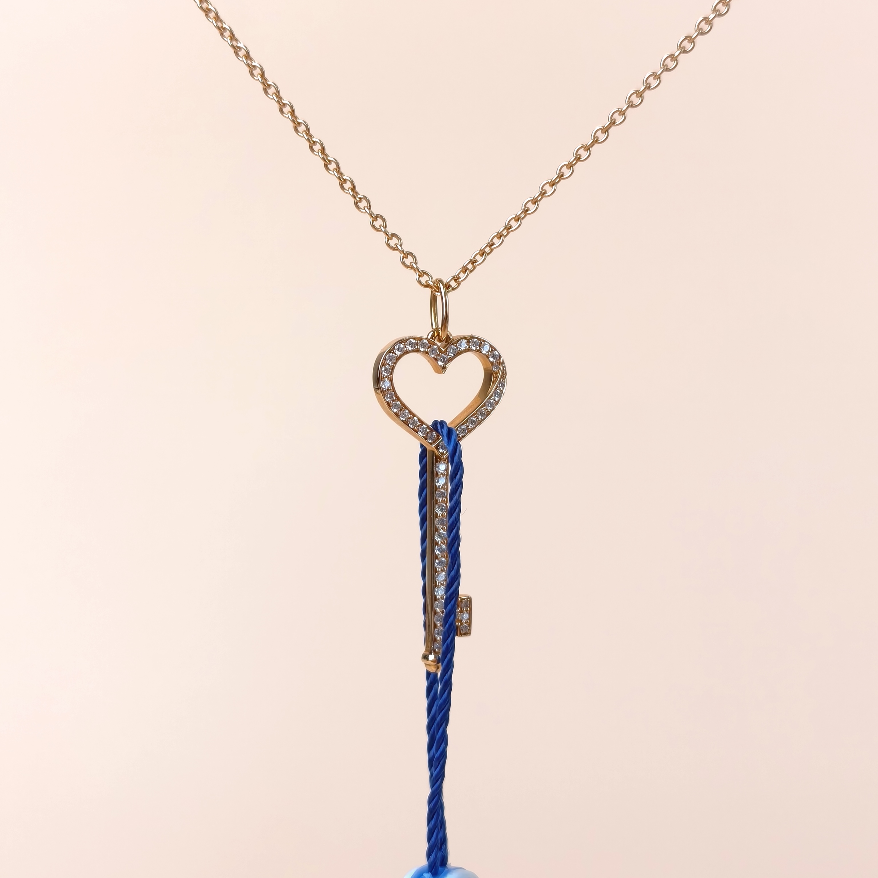 Tiffany&Co. Necklace Keys Collection Necklace Pendant Rose Gold Diamond18KR ose Gold One Size46cm Pendant3.2cm