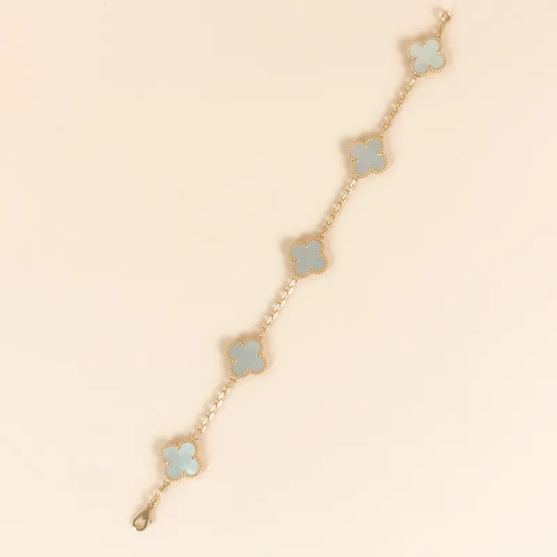 Van Cleef & Arpels Bracelet Alhambra Alhambra Collection Five-Motif Bracelet Pearl · White Mother-of-Pearl 18KY ellow Gold Vintage Small 20cm — cover view 3 of 7