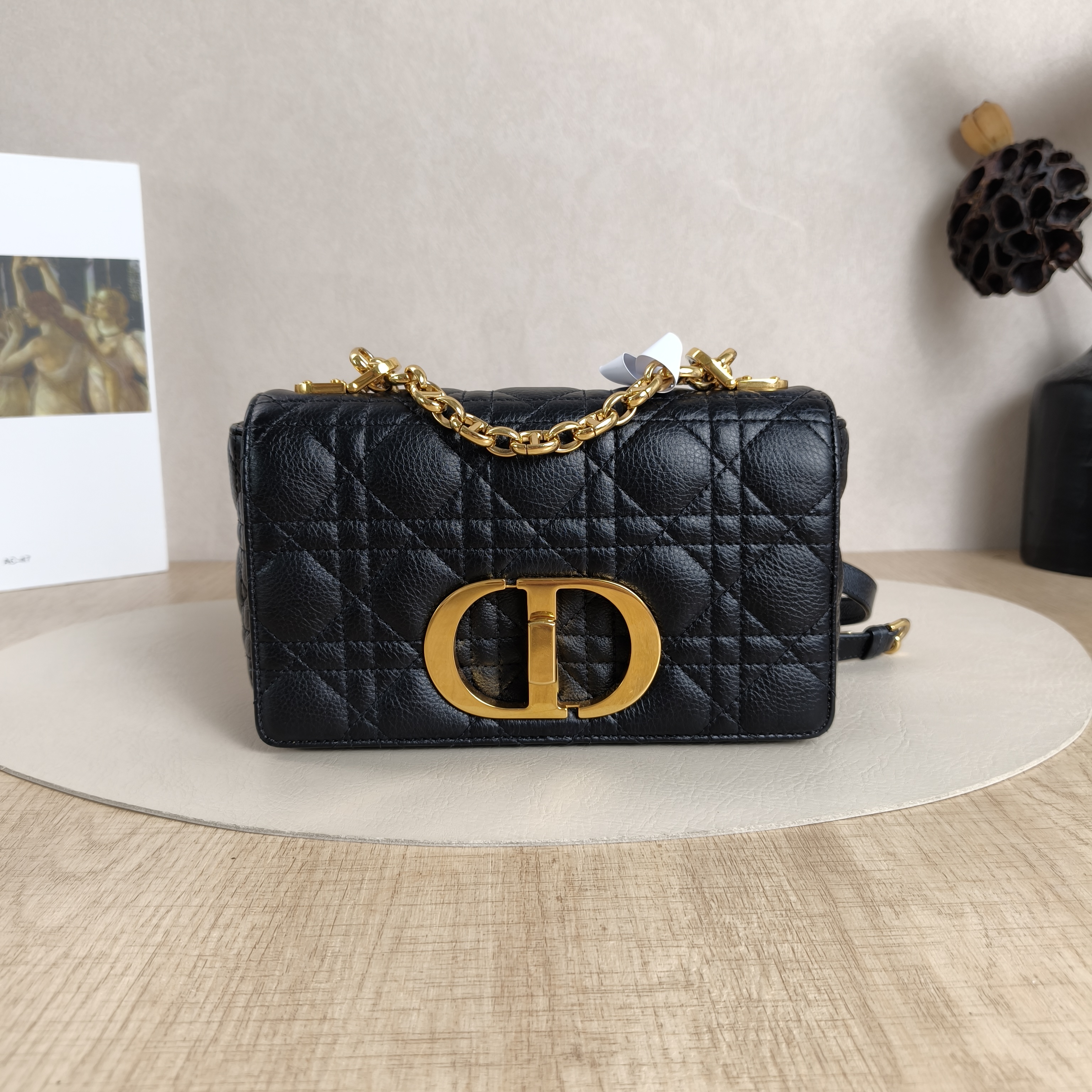 DIOR Crossbody Bag Caro Chain Bag Black CC alfskin Small20 × 7 × 13.5 cm
