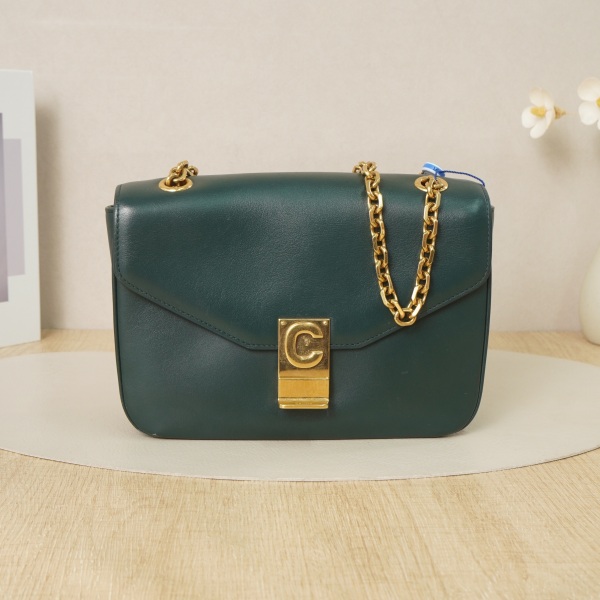 CELINE Cbag Chain Bag Conditioned Medium Green Calfskin · 21.5 × 7 × 15 cm