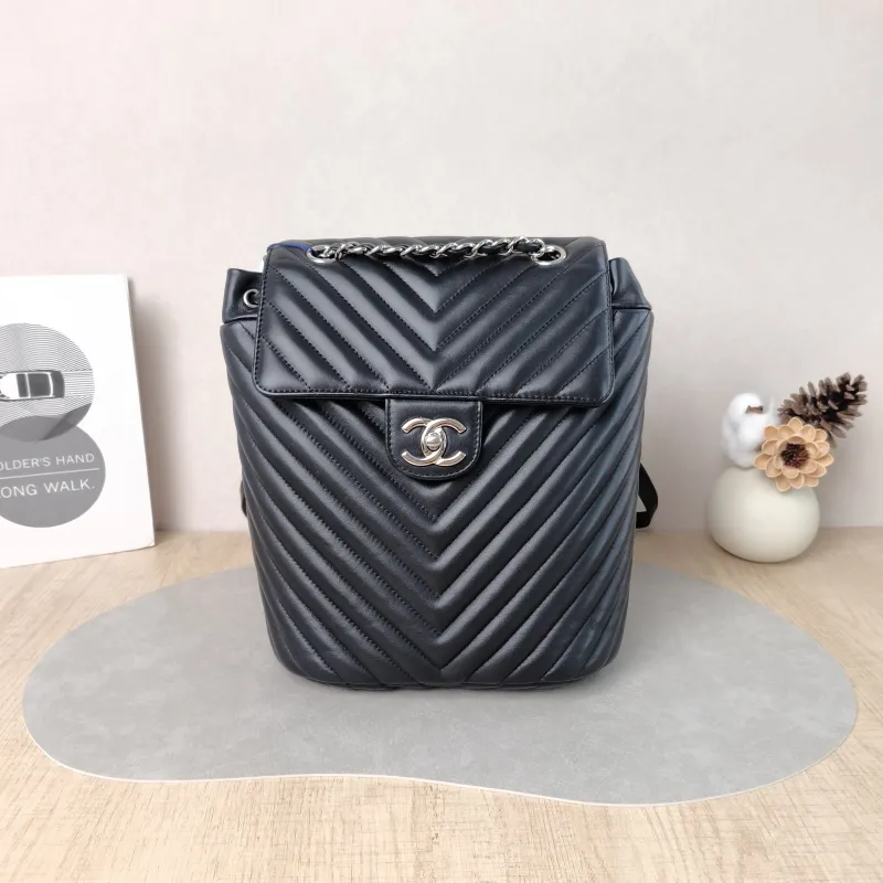 Chanel Backpack Backpack Black Calfskin One Size 21 × 11 × 25 cm 22