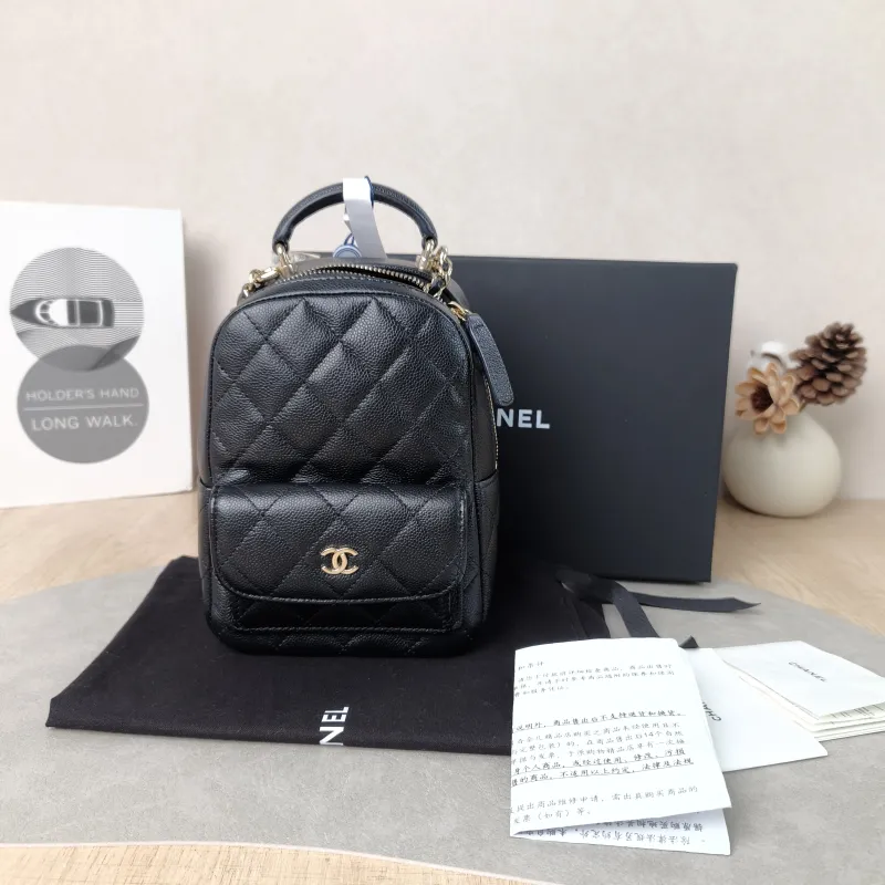 Chanel Backpack mini Backpack Collection Black with Gold-Tone Hardware Grained Calfskin One Size 13 × 9 × 18 cm — cover view 2 of 6