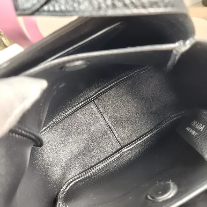 PRADA Shoulder Bag Black Calfskin Mini 18 × 9 × 16 cm — detail view 7 of 11