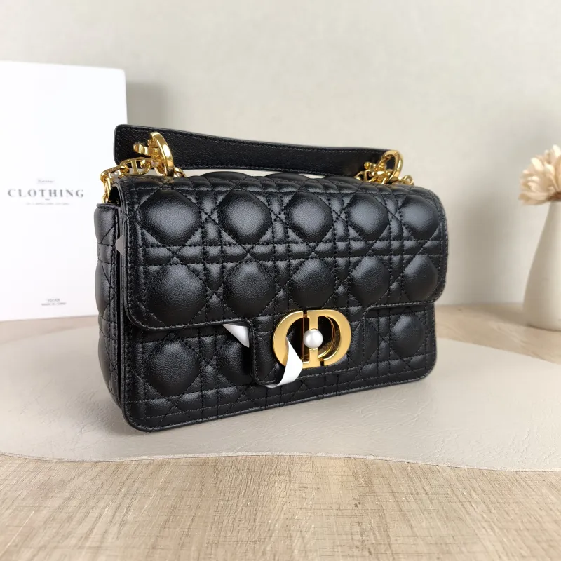DIOR Shoulder Bag Jolie Top Handle Pearl Crossbody Bag Black Calfskin Small22 × 8 × 14 cm — cover view 4 of 5