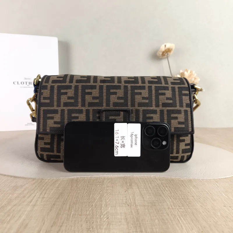 FENDI Crossbody Bag Baguette Baguette Bag Brown Canvas Medium 27 × 6 × 15 cm — cover view 5 of 6