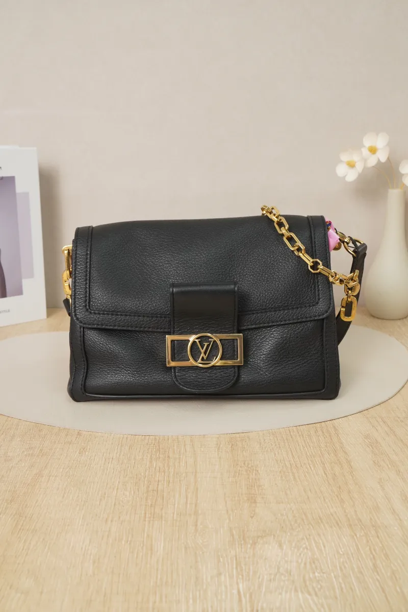 Louis Vuitton Dauphine Soft Medium Black Calfskin Microchip Edition · 24 × 9 × 17 cm — cover view 7 of 7