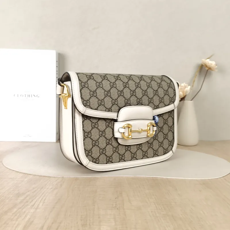 GUCCI Crossbody Bag Horsebit 1955 Horsebit Medium White Monogram PVC Medium25 × 8 × 18 cm — cover view 3 of 5
