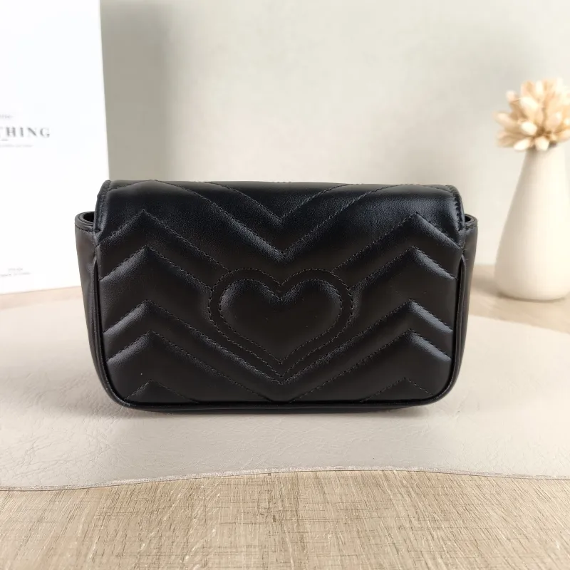 GUCCI Crossbody Bag GG Marmont Mini Marmont Mini Black Calfskin Mini 16.5 × 4.5 × 9.5 cm — cover view 3 of 5