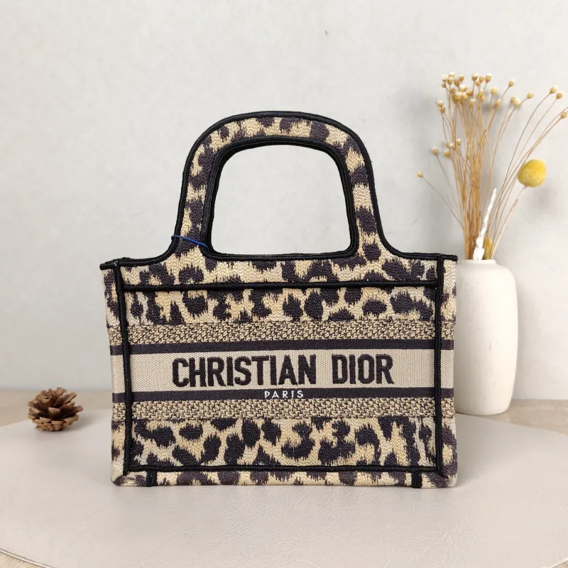 DIOR Top Handle Bag Book Tote Canvas Mini 22.5 × 6 × 15 cm
