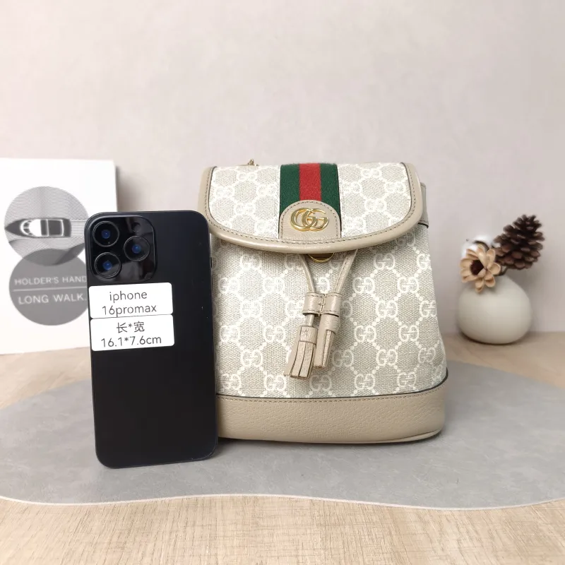 GUCCI Backpack ophidia g Backpack White Monogram PVC Mini 20.5 × 12 × 20 cm — cover view 4 of 6