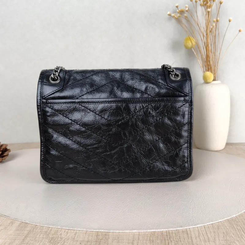 SAINT LAURENT Crossbody Bag Niki Black Waxed Leather Calfskin Small 21 × 7.5 × 16 cm — cover view 4 of 5