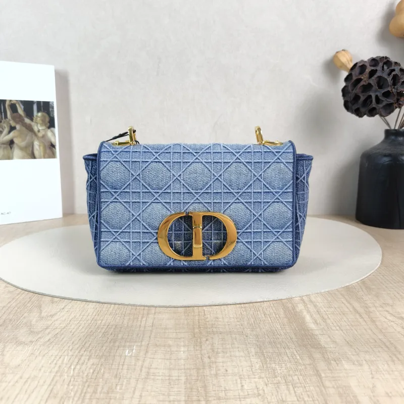 DIOR Crossbody Bag Caro Chain Bag Blue Small 20 × 7 × 13.5 cm