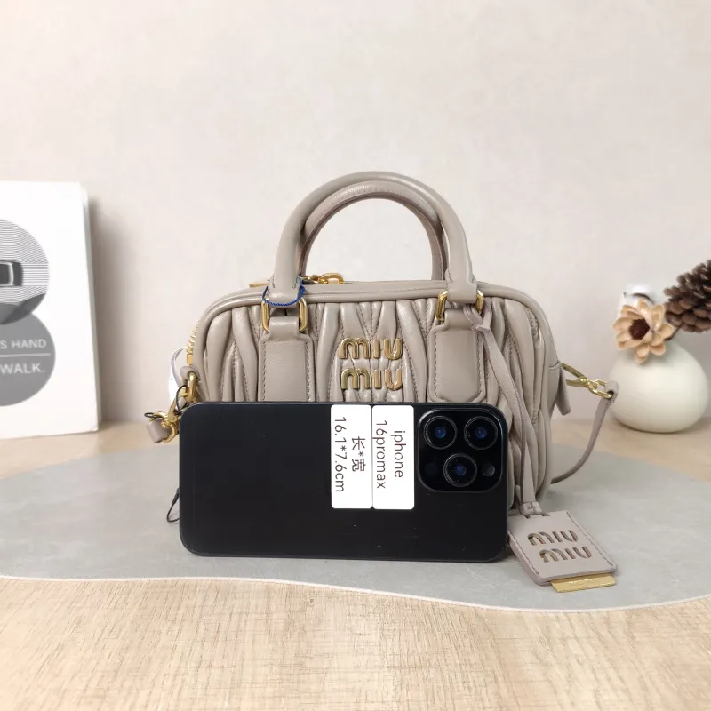Miumiu Top Handle Bag Arcadie MatelasséCollection Edition Grey Lambskin Small 19 × 6 × 13 cm — cover view 4 of 5