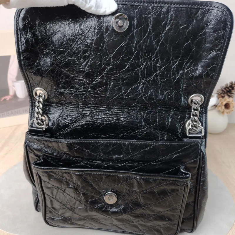 SAINT LAURENT Crossbody Bag Niki D Waxed Leather Calfskin Medium 28 × 8.5 × 20 cm — detail view 5 of 16