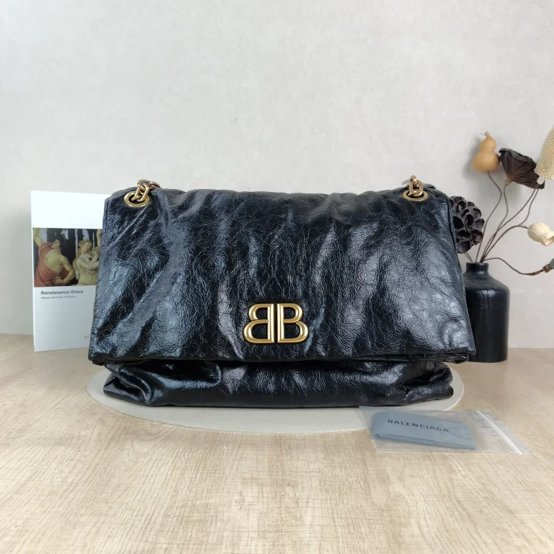 BALENCIAGA Shoulder Bag MONACO Chain Bag Black Calfskin Large43 × 15 × 33 cm — cover view 3 of 6