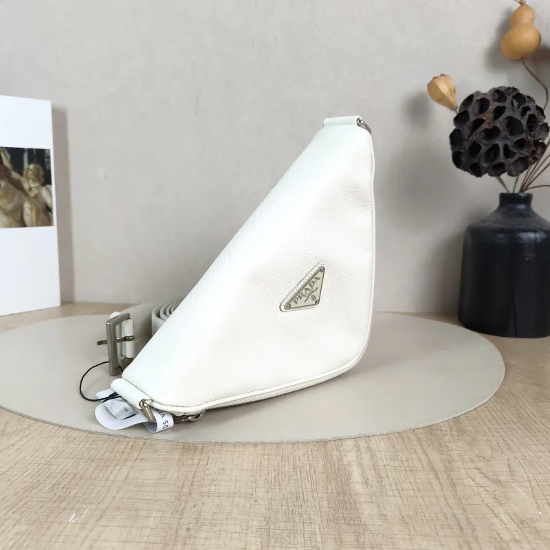 PRADA Shoulder Bag Triangle White Calfskin One Size25 × 7 × 15 cm — cover view 3 of 6