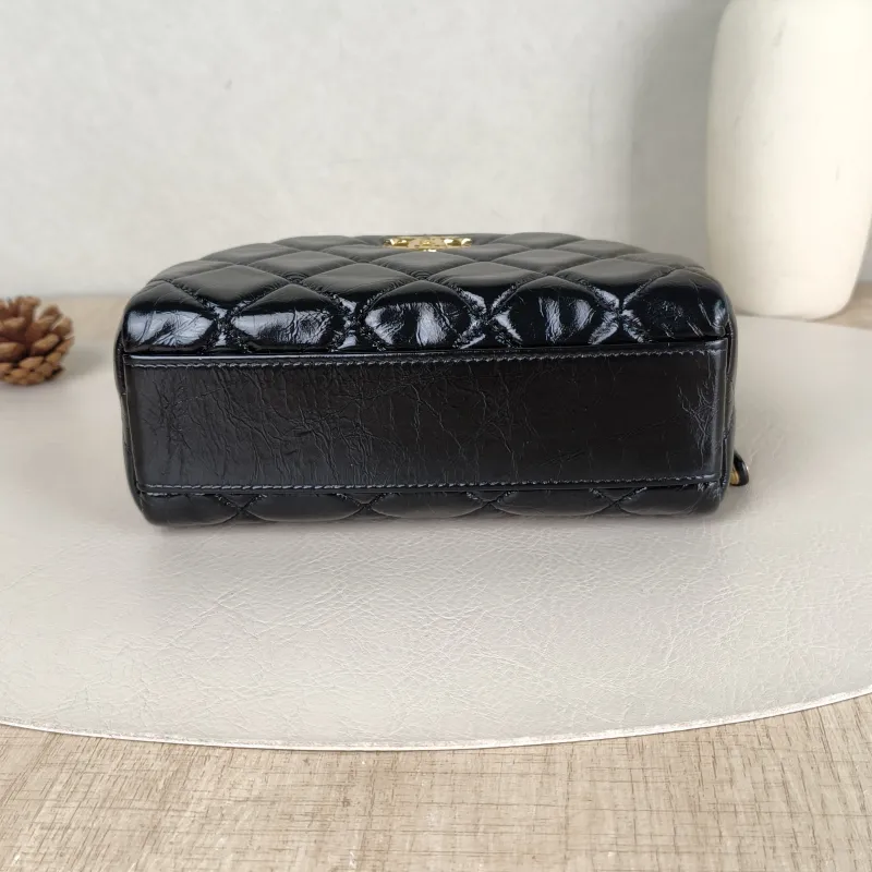 Chanel Crossbody Bag Crossbody Bag Black Waxed Leather One Size 17 × 7 × 10.5 cm — cover view 5 of 5