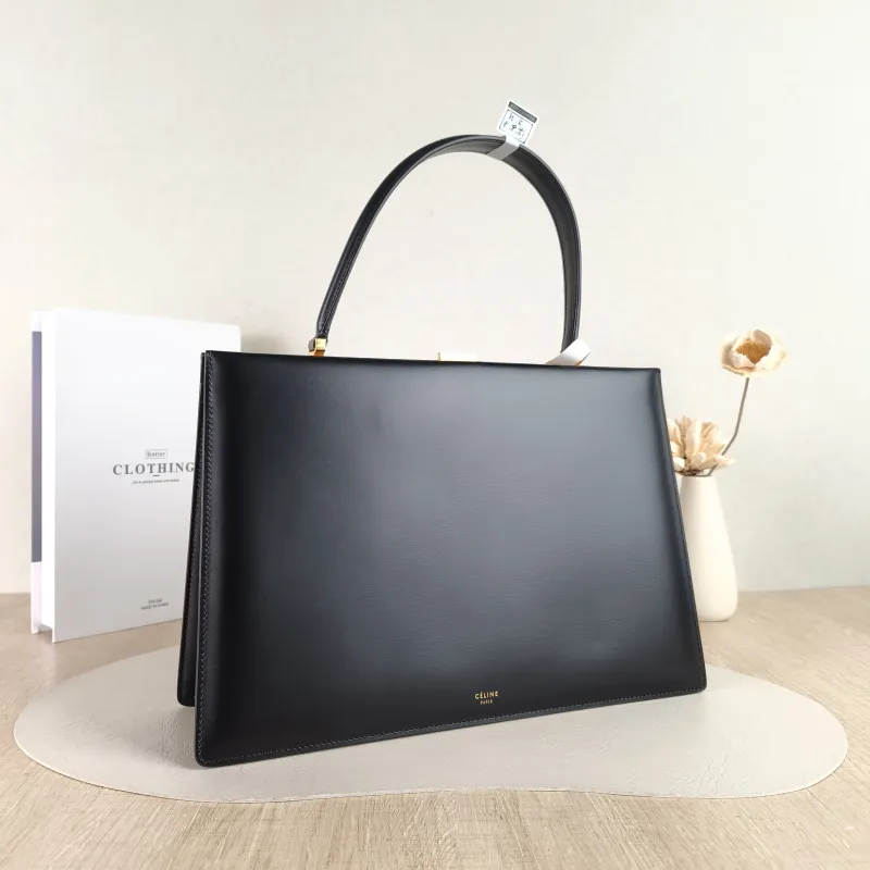 CELINE Top Handle Bag CLASP Top Handle Bag Black Calfskin Medium 33 × 9 × 22 cm — cover view 2 of 4