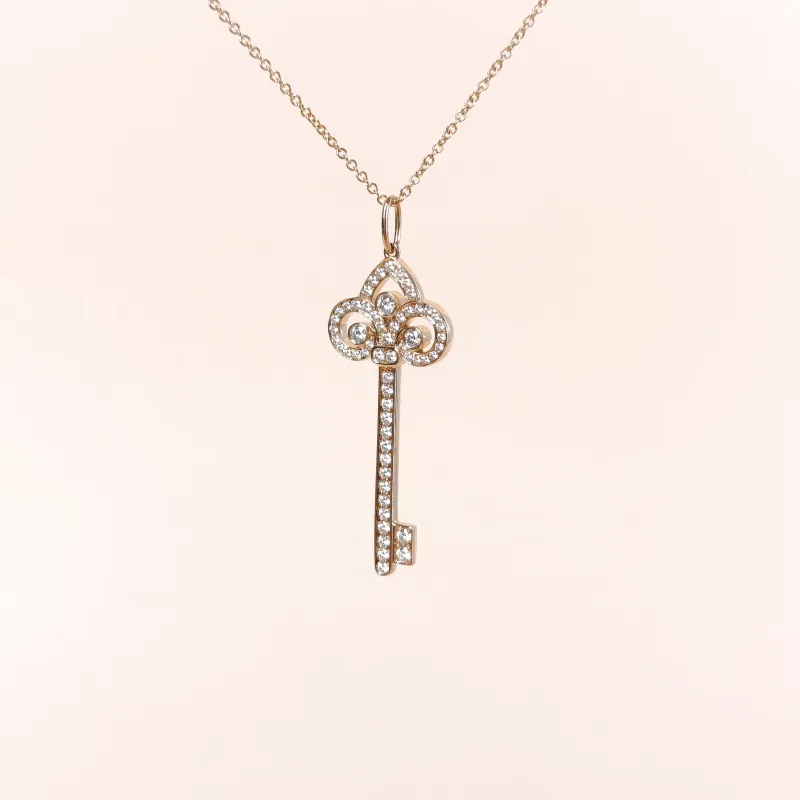 Tiffany&Co. Necklace Keys Collection Pavé Diamond Necklace Rose Gold Diamond18KR ose Gold One Size 40cm