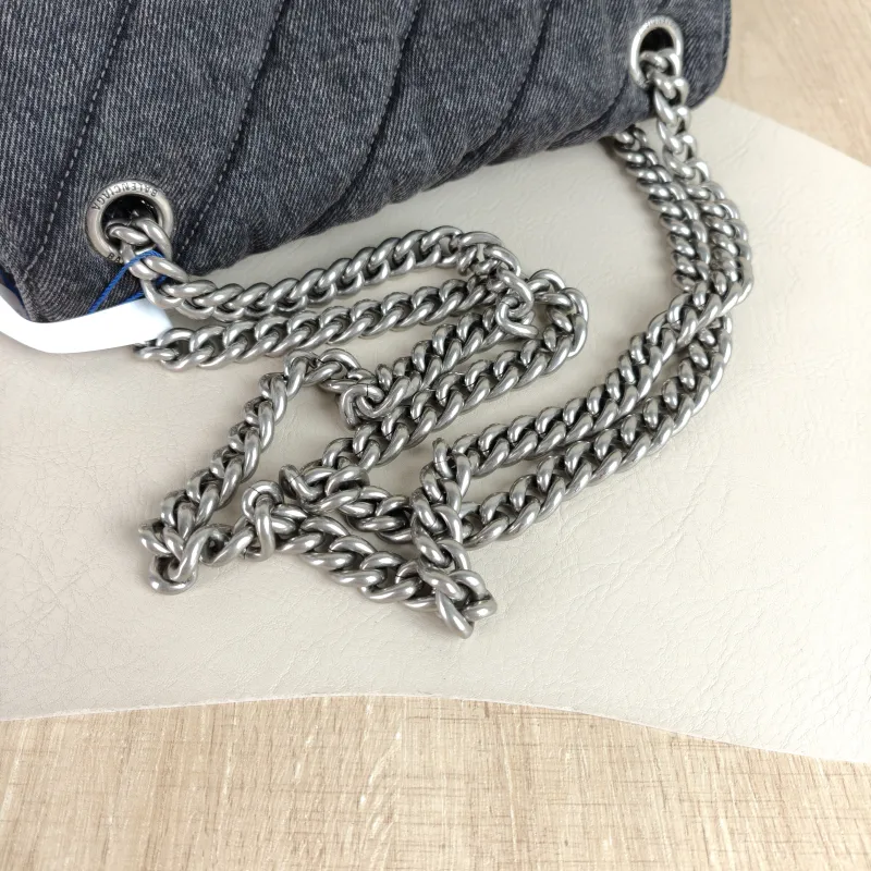 BALENCIAGA Shoulder Bag CRUSH Chain Bag Grey Medium 30 × 13 × 20 cm — detail view 11 of 12