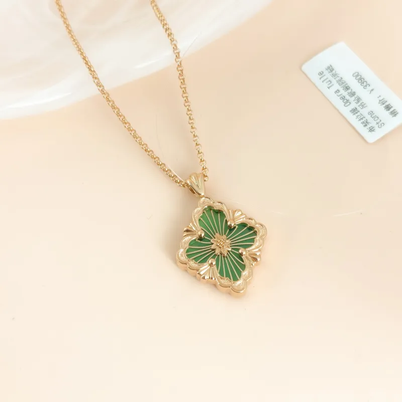 BUCCELLATI Necklace Opera Tulle Stone Pendant Necklace Green Large 2.3-42cm — cover view 3 of 10