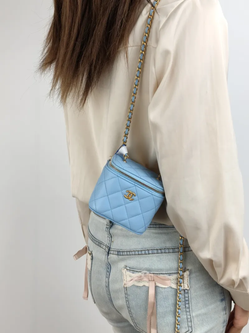 Chanel Crossbody Bag Edition Blue Lambskin One Size 10 × 7 × 9 cm 31 — on-model view 1 of 2