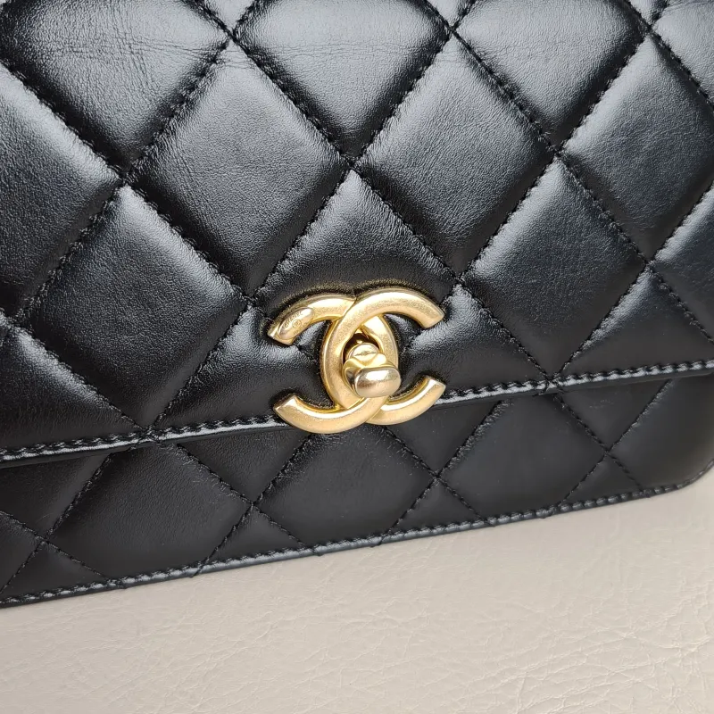 Chanel Crossbody Bag Black Calfskin Small 19 × 8 × 12 cm — detail view 2 of 12