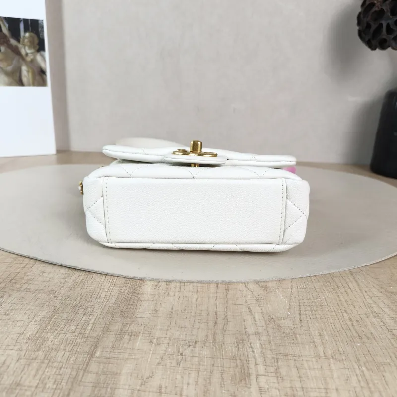 Chanel Crossbody Bag Classic Flap Mini CF Mini White Grained Calfskin Mini 17 × 6 × 12.5 cm — cover view 4 of 6