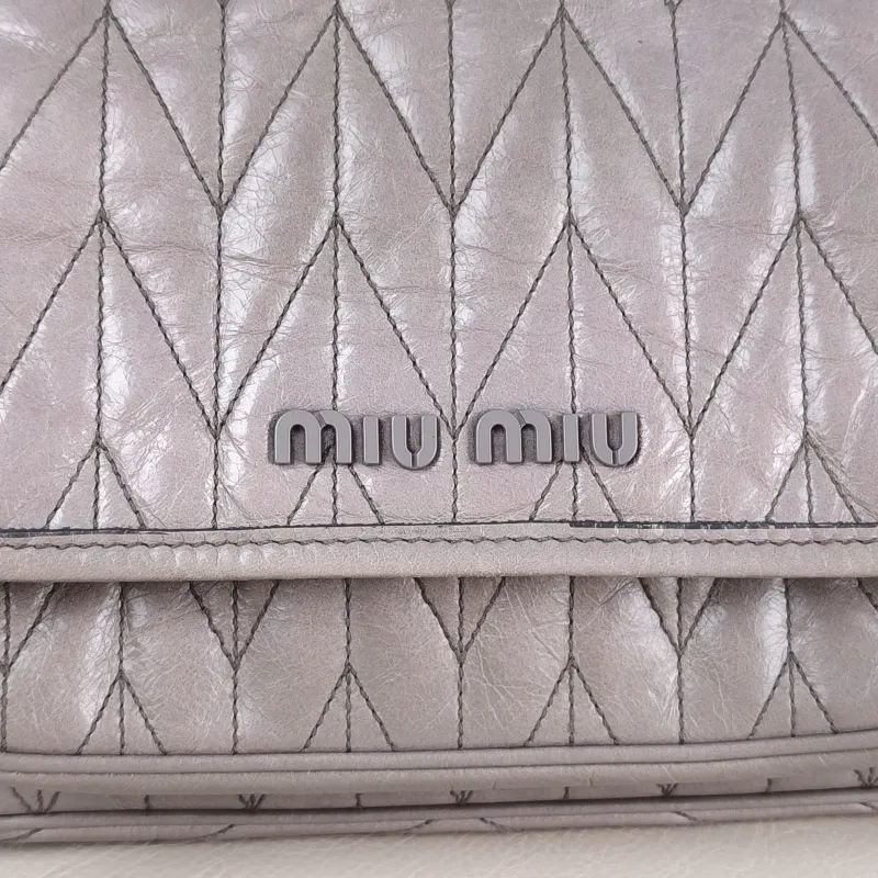 Miumiu Crossbody Bag Crossbody Bag Grey Calfskin One Size 21 × 7 × 17 cm — detail view 5 of 14