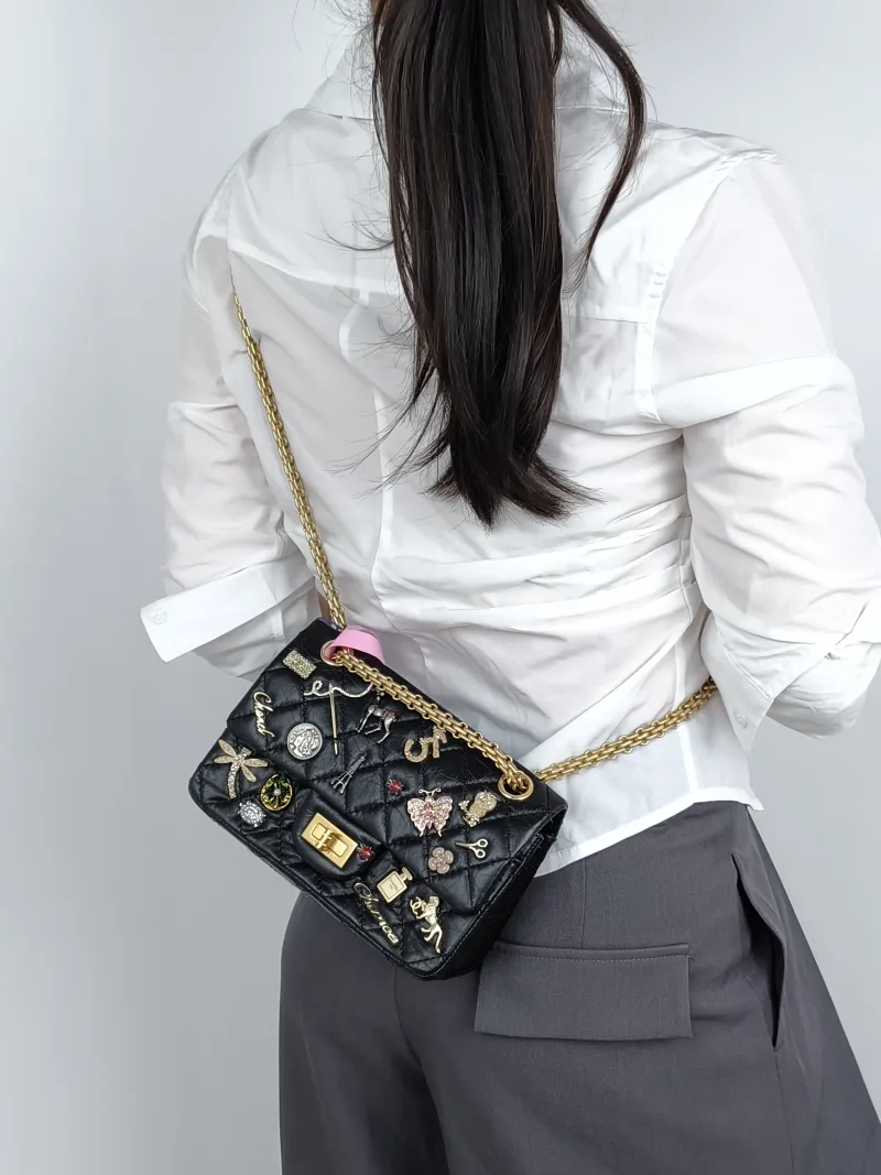 Chanel Crossbody Bag2.55 Edition Black Calfskinmini20 × 6 × 15.5 cm — on-model view 2 of 2