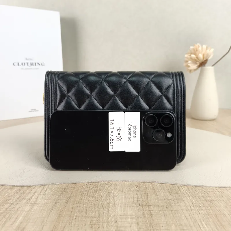 Chanel Crossbody Bag Le Boy WOC Black Lambskinmini19.2 × 3.5 × 12.3 cm — cover view 3 of 5