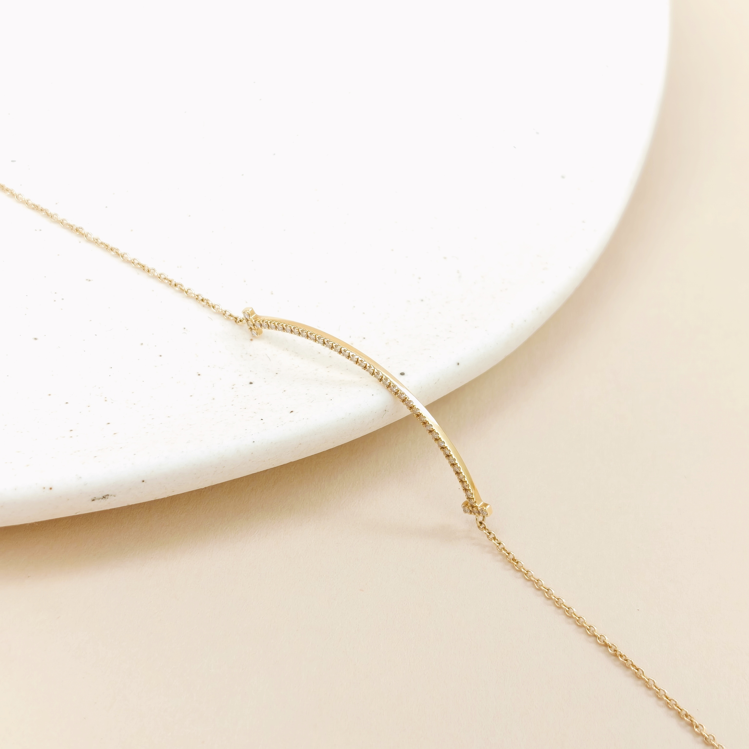 Tiffany&Co. Necklace TC ollection Smile Yellow Gold Pavé Diamond Gold Diamond18KY ellow Gold40㎝ — cover view 5 of 12